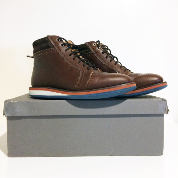Thom Browne High Top Brogue Brown Leather Boots 7 - Picture 2 of 13